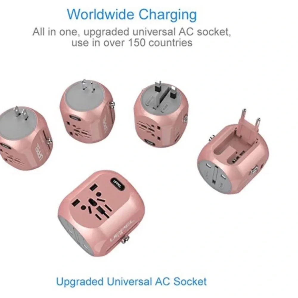 UPPEL Universal‎ Travel Adapter International Power Plug Rose Gold Converter